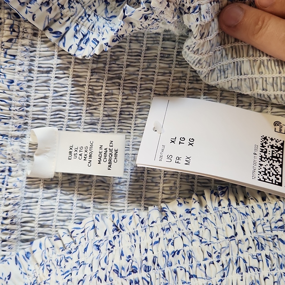 H&M White Blue Floral Strappy Dress XL NWT - Picture 6 of 8
